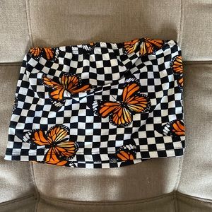 RUE 21 butterfly orange/black/white sleeveless crop top